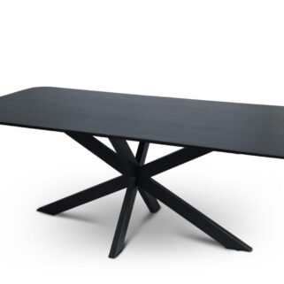 Eettafel Firenze Zwart met facetrand - Rechthoek Afgerond