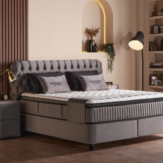 Boxspring Sydney Grijs met opbergfunctie